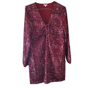 🌸Tavik Burgundy Printed Long Sleeve Mini Dress